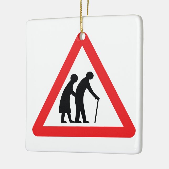 CAUTION Elderly People - UK Traffic Sign Ceramic Ornament (Left)