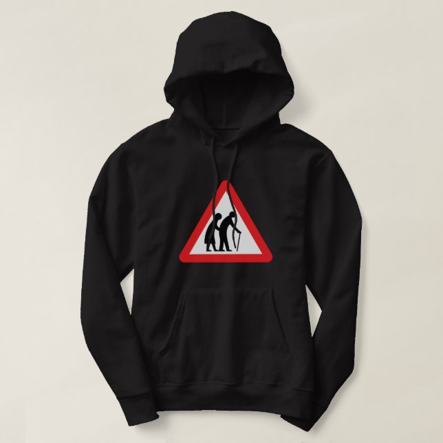 CAUTION Elderly People - UK Traffic Sign Hoodie (Design Front)