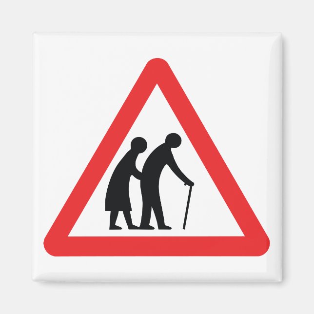 CAUTION Elderly People - UK Traffic Sign Magnet (Front)
