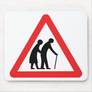 CAUTION Elderly People - UK Traffic Sign Mouse Mat