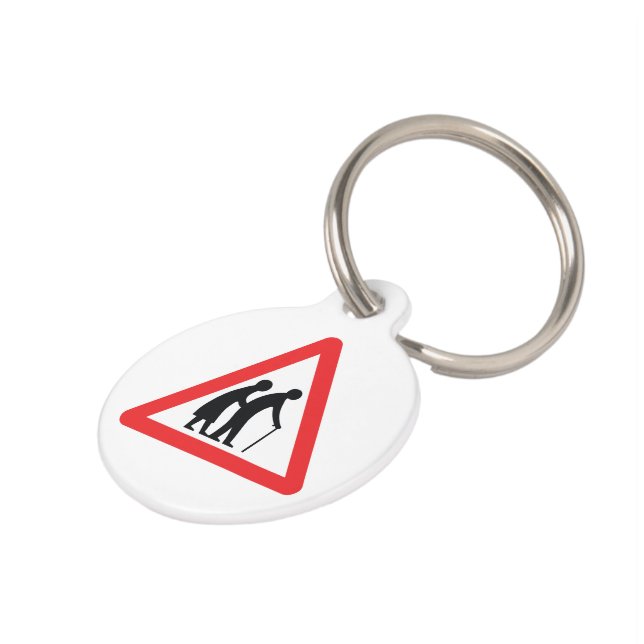 CAUTION Elderly People - UK Traffic Sign Pet Tag (Side)