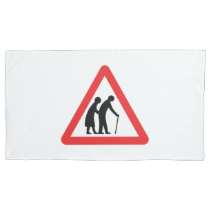 CAUTION Elderly People - UK Traffic Sign Pillowcase