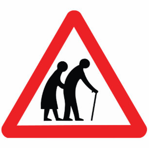 CAUTION Elderly People - UK Traffic Sign Standing Photo Sculpture