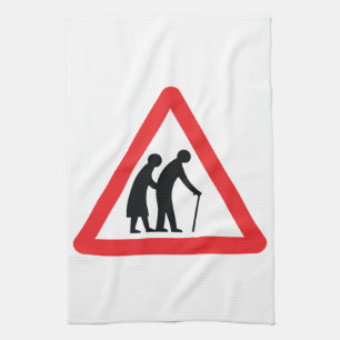 CAUTION Elderly People - UK Traffic Sign Tea Towel