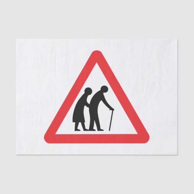 CAUTION Elderly People - UK Traffic Sign Tissue Paper (Front)