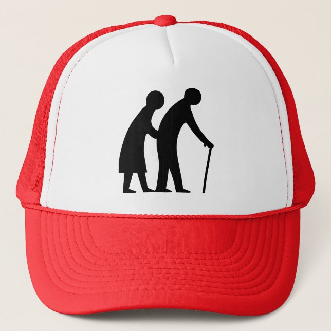 CAUTION Elderly People - UK Traffic Sign Trucker Hat (Front)