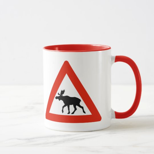 Caution Elks, Traffic Sign, Norway Mug