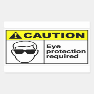 CAUTION Eye Protection Rectangular Sticker