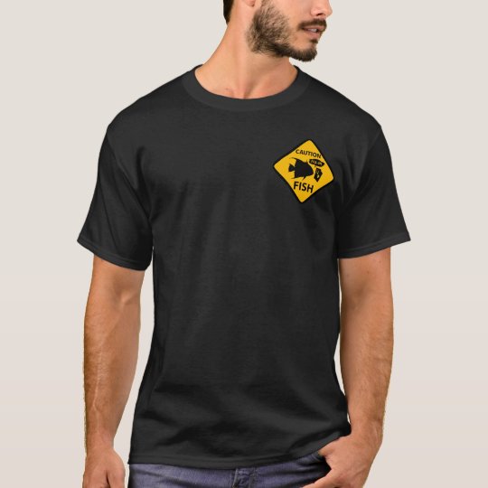 "Caution: Fish" Pocket Dark T-Shirt