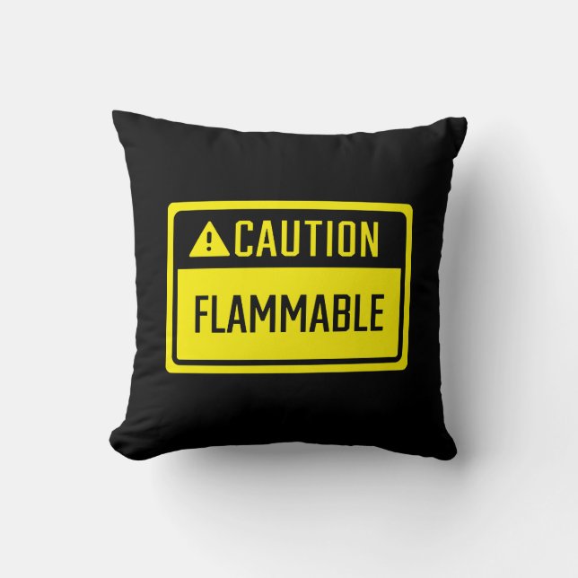 Caution Flammable Sign  Cushion (Front)