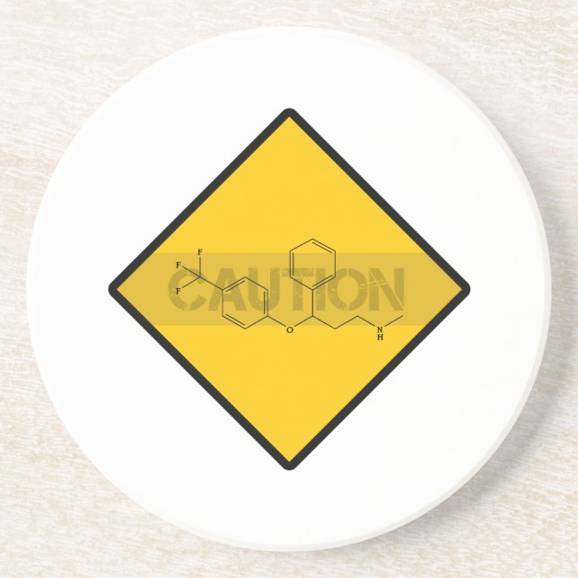 Caution: Fluoxetine Coaster (Front)