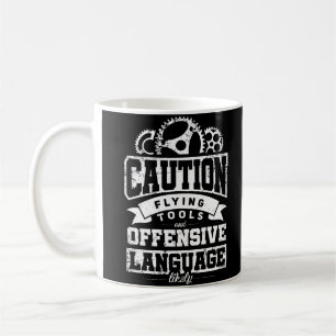 Caution Flying Tool Aircraft Mechanic Diesel Mecha Coffee Mug