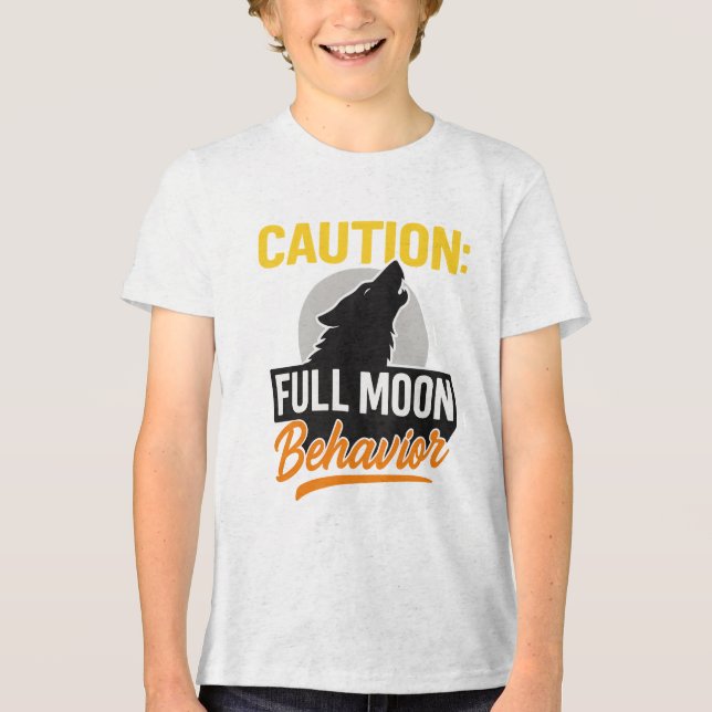 Caution Full Moon Behaviour Shirt – Funny Werewolf (Front)