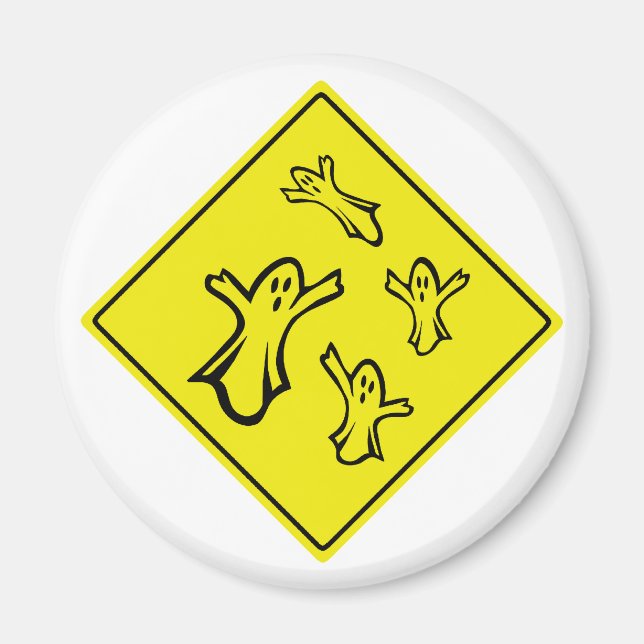 Caution Ghosts Magnet (Front)