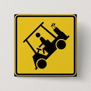 Caution Golf Cart Sign 15 Cm Square Badge