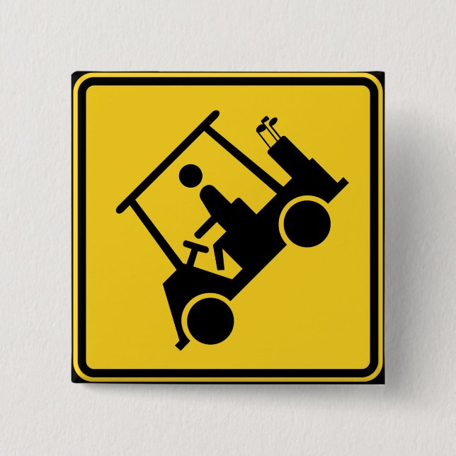 Caution Golf Cart Sign 15 Cm Square Badge (Front)