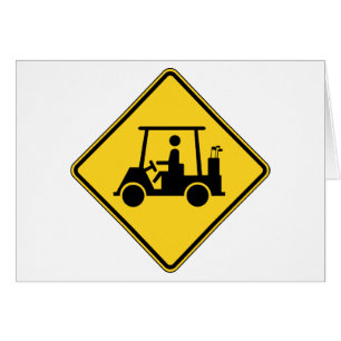 Caution Golf Cart Sign Card