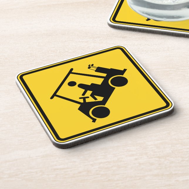 Caution Golf Cart Sign Coaster (Left Side)