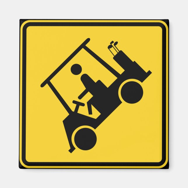 Caution Golf Cart Sign Magnet (Front)