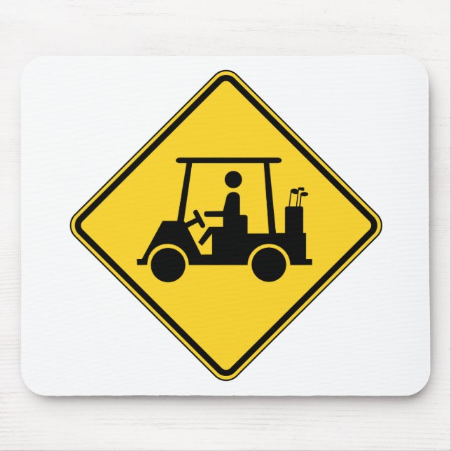 Caution Golf Cart Sign Mouse Mat (Front)