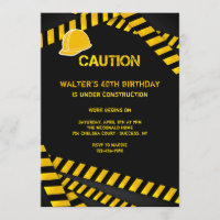 Caution Hard Hat Invitation