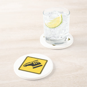 Caution Helicopter Sign Coaster