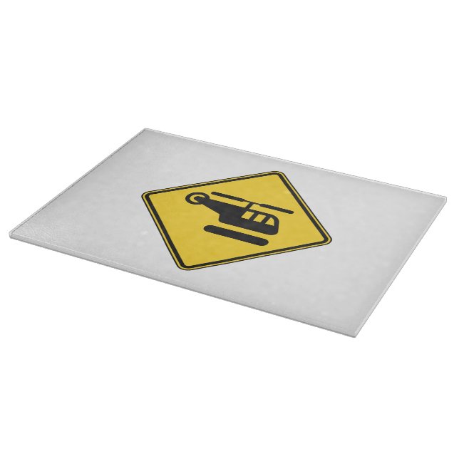 Caution Helicopter Sign Cutting Board (Corner)