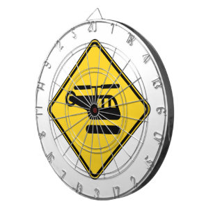 Caution Helicopter Sign Dartboard