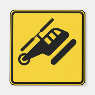 Caution Helicopter Sign Magnet