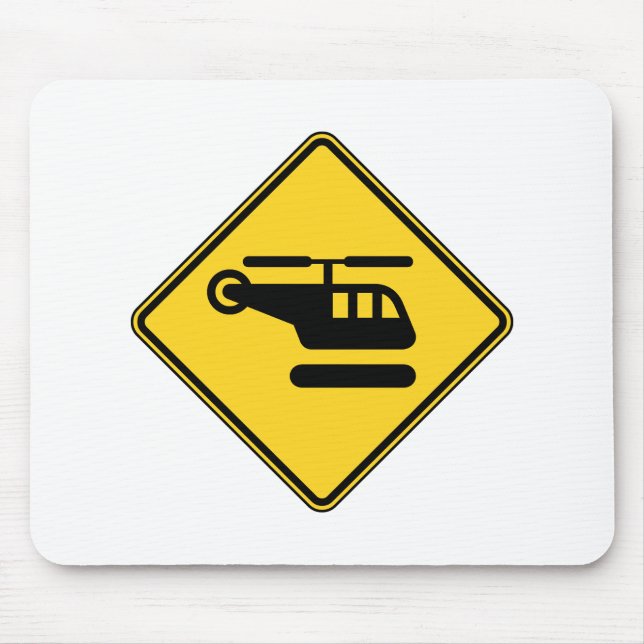 Caution Helicopter Sign Mouse Mat (Front)