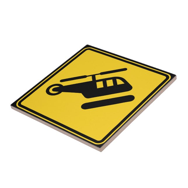 Caution Helicopter Sign Tile (Side)