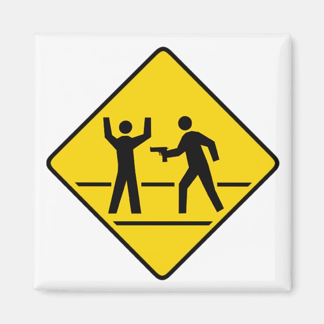 Caution High Crime Area Magnet (Front)