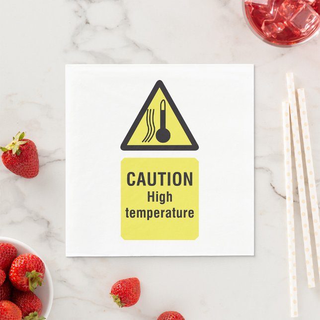 Caution High Temperature Warning Sign Napkin (Creator Uploaded)