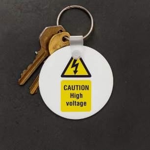 Caution High Voltage Key Ring