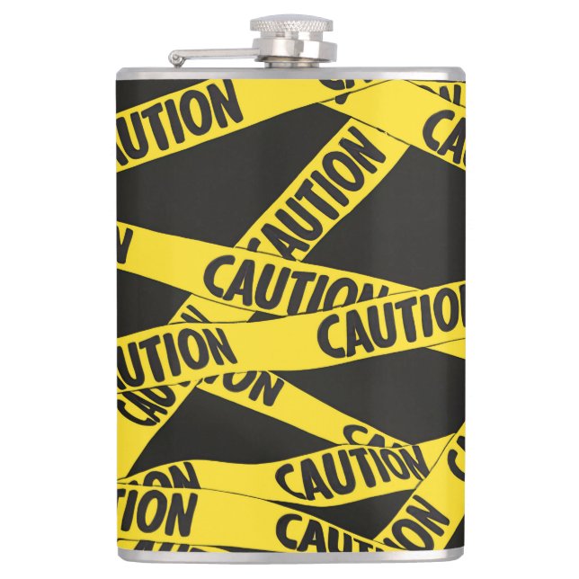 Caution Hip Flask (Front)