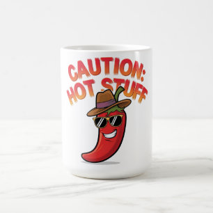 Caution: Hot Stuff Design - Fun Chili Pepper Coffee Mug