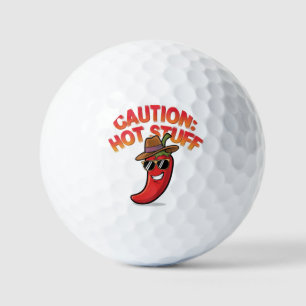 Caution: Hot Stuff Design - Fun Chili Pepper Golf Balls