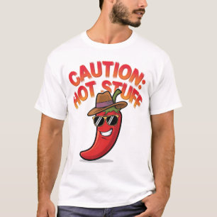 Caution: Hot Stuff Design - Fun Chili Pepper T-Shirt