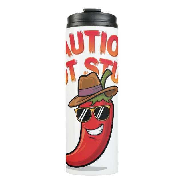 Caution: Hot Stuff Design - Fun Chili Pepper Thermal Tumbler (Front)