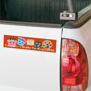 Caution I brake for Cupcake Bumper Sticker