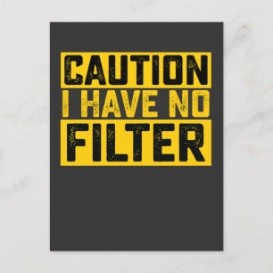 Caution I Have No Filter Vintage Invitation Postcard