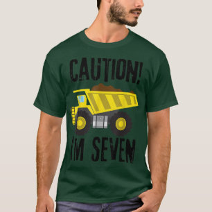 Caution! I'm Seven! Kid's Dump Truck Construction T-Shirt