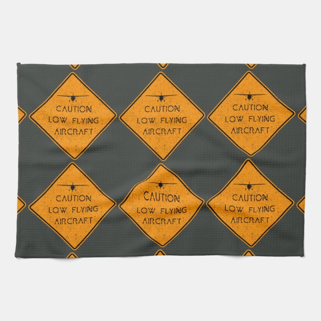 Caution Low Flying Aircraft ✈️ Tea Towel (Horizontal)