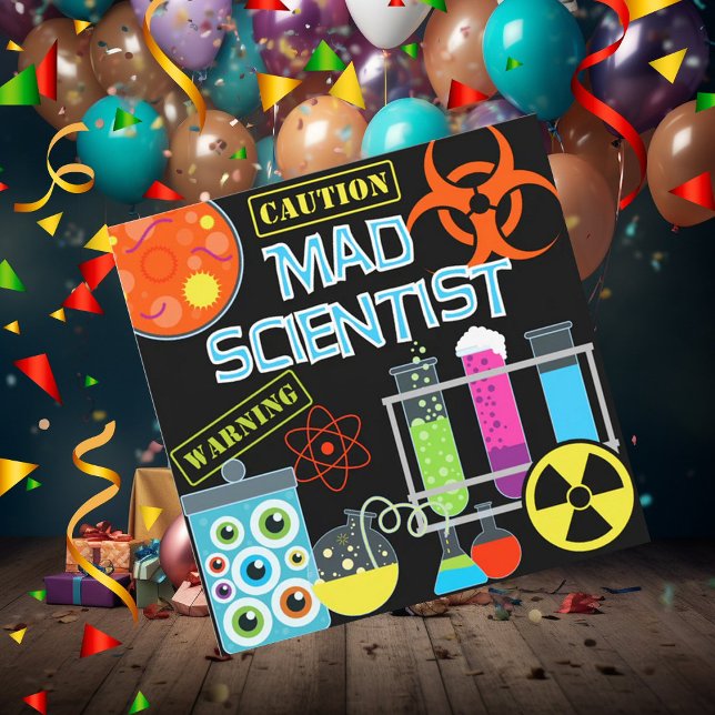 Caution Mad Scientist Birthday Party Invitation (Creator Uploaded)
