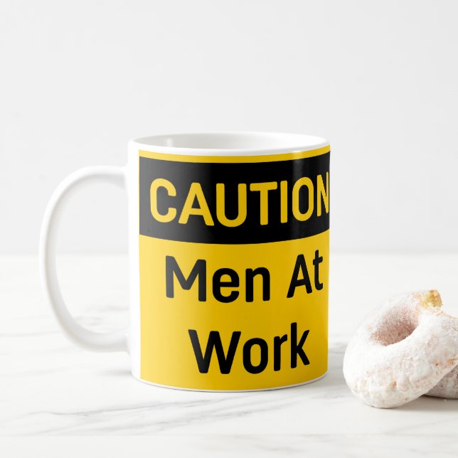 CAUTION Men at Work Coffee Mug (With Donut)
