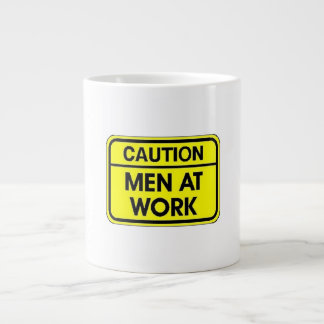 caution men at work jumbo mug