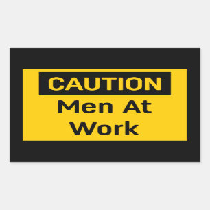 CAUTION Men at Work Rectangular Sticker