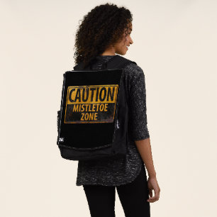 Caution Mistletoe Zone Danger Christmas Kiss Backpack