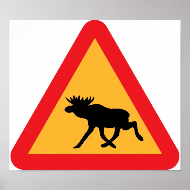 Caution Moose Swedish Traffic Sign (Front)