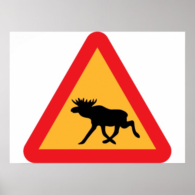 Caution Moose Swedish Traffic Sign (Front)